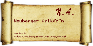 Neuberger Arikán névjegykártya